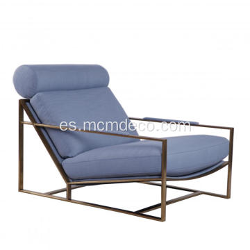 Silla de salón moderna de acero inoxidable cepillado Milo Baughman